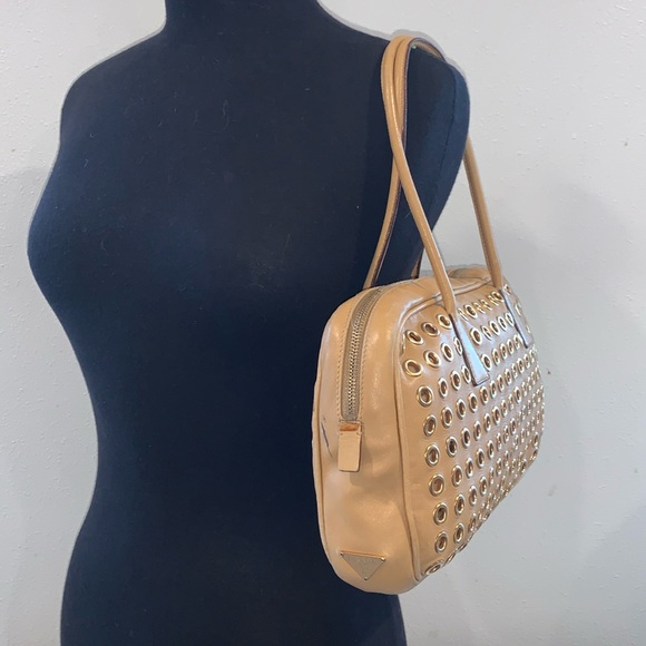 VINTAGE PRADA RIVET BAULETTO BAG •FLAWED • NOLOCK - Picture 1 of 14